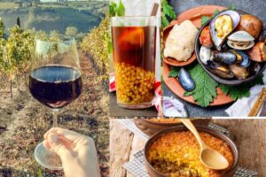 Colagem com comidas e bebidas típicas do Chile